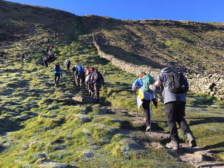 Walkers doing the Yorkshire Three Peaks Challenge