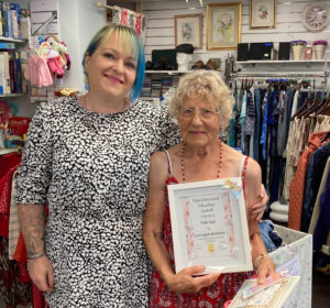 Wickersley shop volunteer Pauline with shop manager Julie