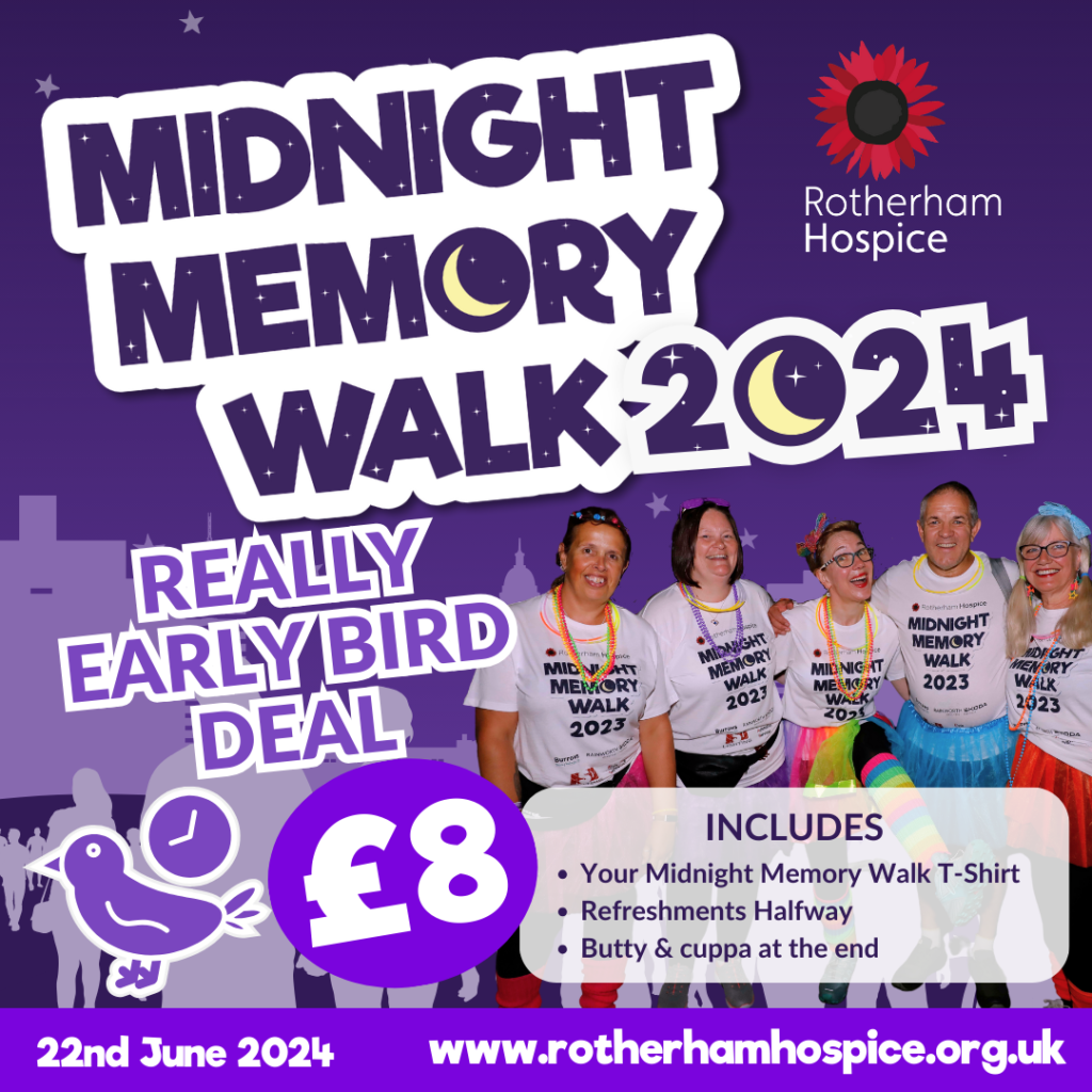 Really Early Bird £8 sign up for Midnight Memory Walk with Rotherham Hospice