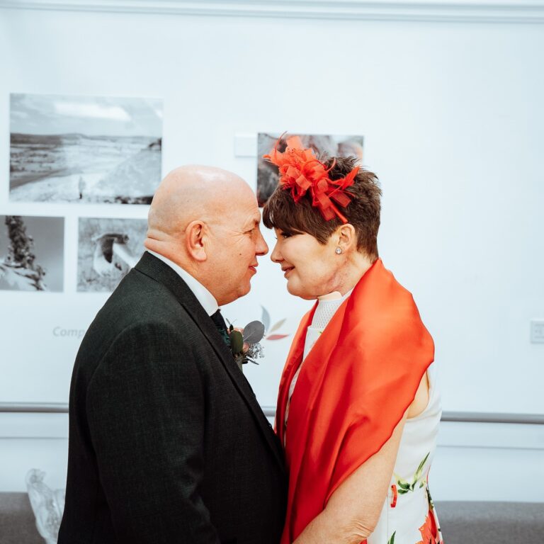 Andrea and her partner in Rotherham Hospice getting ready for Beth's wedding