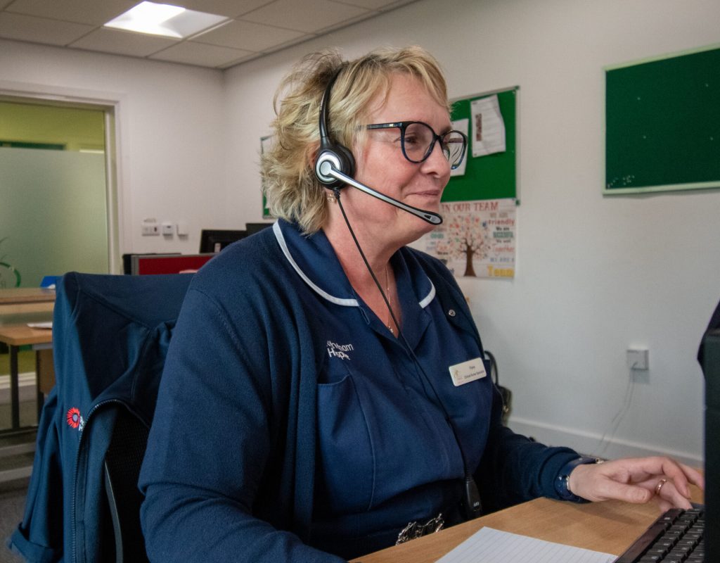 Rotherham Hospice nurse answering the patient advice line